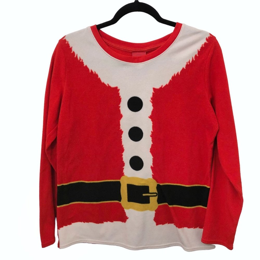 Wondershop At Target Red White Santa Scoop Neck Long Sleeve Pullover L
